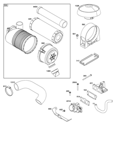 Air Cleaner Group Diagram and Parts List for 543477-3301-J1 400000 - 699999 Briggs and Stratton Engine